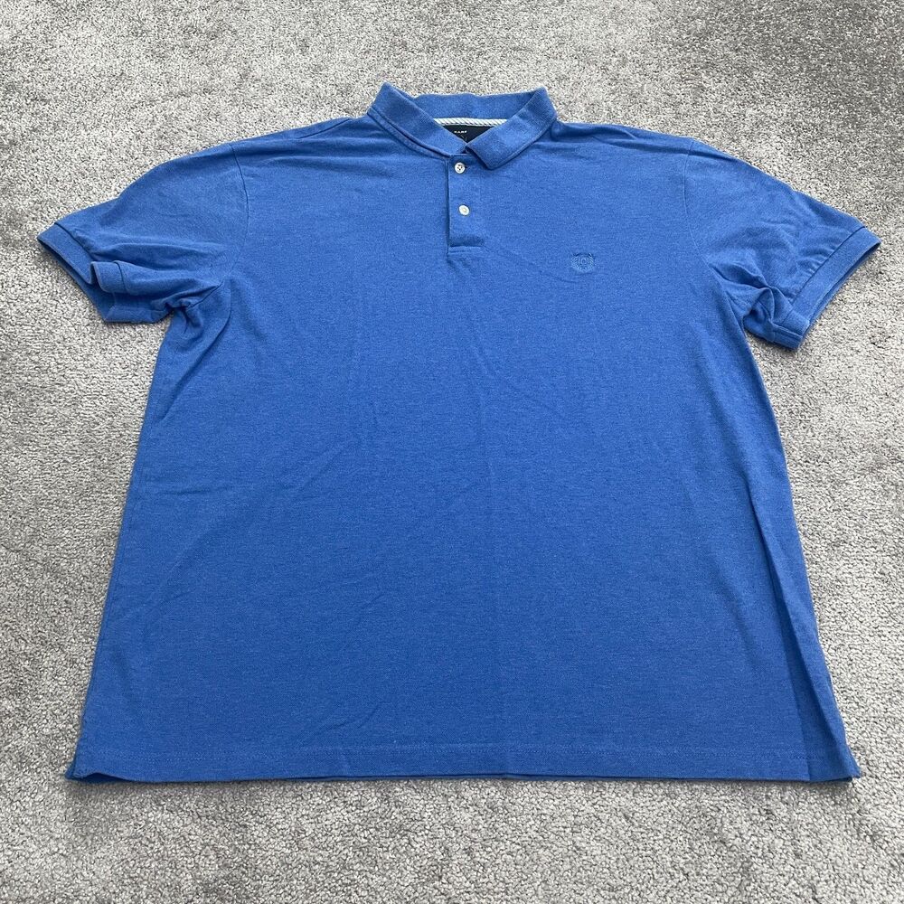 Chaps Polo Shirt Mens XL Solid Blue Short Sleeve Cotton Blend Preppy Golf Tennis